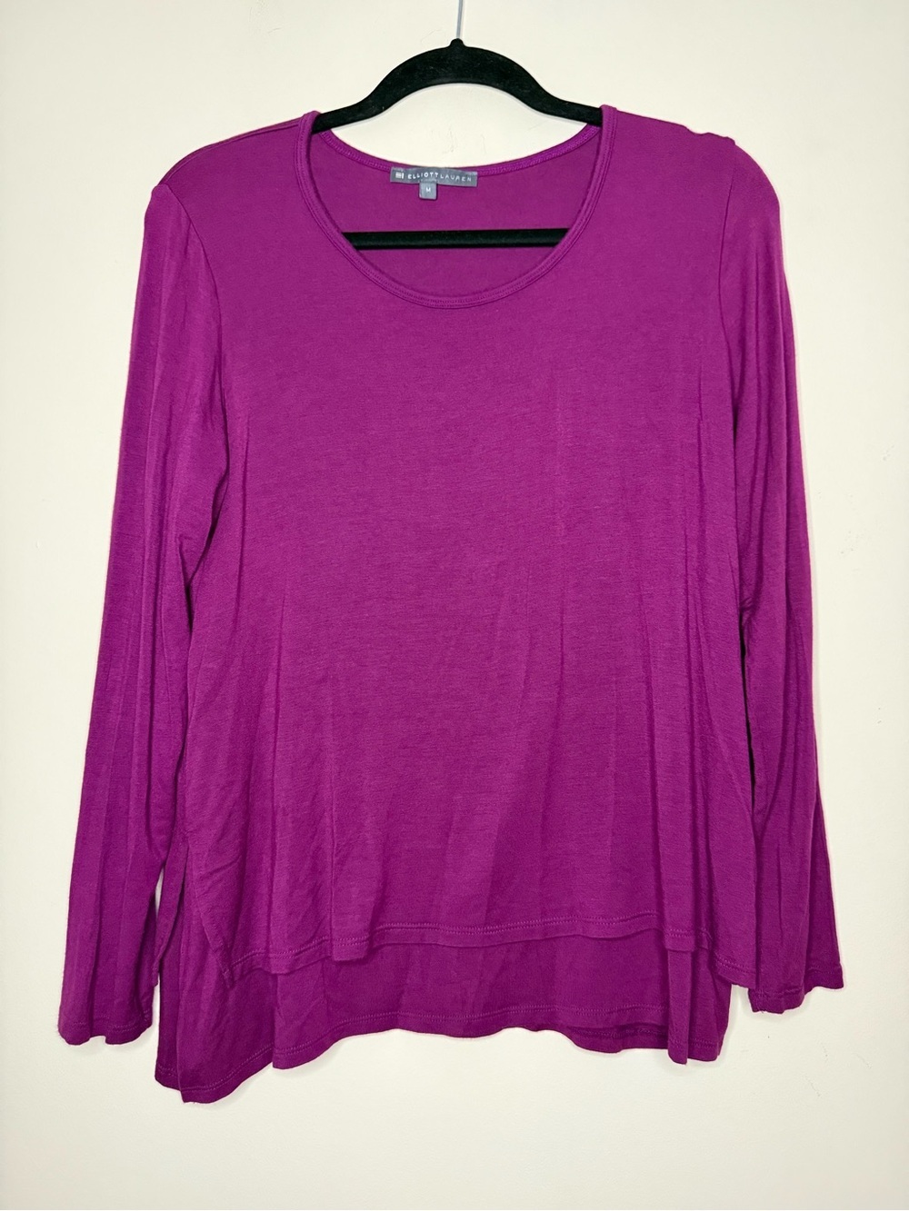 Elliott Lauren Modal Super Soft Longlined Layered Hem Purple Tunic Top